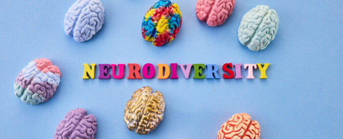 Neurodiversity concept. Multicolored figures of the brain